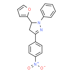 ChemSpider 2D Image | 5-(2-Furyl)-3-(4-nitrophenyl)-1-phenyl-4,5-dihydro-1H-pyrazole | C19H15N3O3