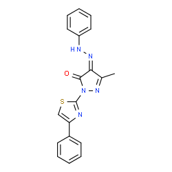 ChemSpider 2D Image | (4Z)-5-Methyl-4-(phenylhydrazono)-2-(4-phenyl-1,3-thiazol-2-yl)-2,4-dihydro-3H-pyrazol-3-one | C19H15N5OS