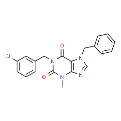 ChemSpider 2D Image | 7-Benzyl-1-(3-chlorobenzyl)-3-methyl-3,7-dihydro-1H-purine-2,6-dione | C20H17ClN4O2
