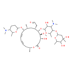 ChemSpider 2D Image | [(4R,5S,6S,7R,9R,10R,11Z,13Z,16R)-6-({5-[(4,5-Dihydroxy-4,6-dimethyltetrahydro-2H-pyran-2-yl)oxy]-4-(dimethylamino)-3-hydroxy-6-methyltetrahydro-2H-pyran-2-yl}oxy)-10-{[5-(dimethylamino)-6-methyltetra
hydro-2H-pyran-2-yl]oxy}-4-hydroxy-5-methoxy-9,16-dimethyl-2-oxooxacyclohexadeca-11,13-dien-7-yl]acetaldehyde (non-preferred name) | C43H74N2O14