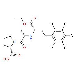 ChemSpider 2D Image | N-[(2S)-1-Ethoxy-1-oxo-4-(~2~H_5_)phenyl-2-butanyl]-L-alanyl-L-proline | C20H23D5N2O5