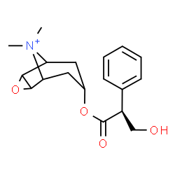 ChemSpider 2D Image | 7-{[(2S)-3-Hydroxy-2-phenylpropanoyl]oxy}-9,9-dimethyl-3-oxa-9-azoniatricyclo[3.3.1.0~2,4~]nonane | C18H24NO4