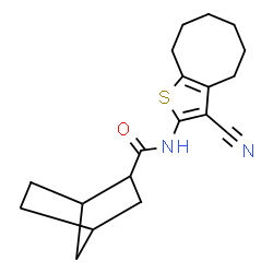 ChemSpider 2D Image | N-(3-Cyano-4,5,6,7,8,9-hexahydrocycloocta[b]thiophen-2-yl)bicyclo[2.2.1]heptane-2-carboxamide | C19H24N2OS