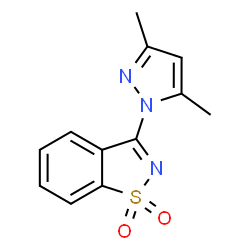 ChemSpider 2D Image | 3-(3,5-dimethyl-1-pyrazolyl)-1,2-benzothiazole 1,1-dioxide | C12H11N3O2S