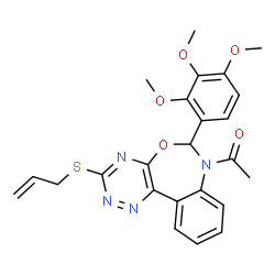 ChemSpider 2D Image | 1-[3-(Allylsulfanyl)-6-(2,3,4-trimethoxyphenyl)[1,2,4]triazino[5,6-d][3,1]benzoxazepin-7(6H)-yl]ethanone | C24H24N4O5S