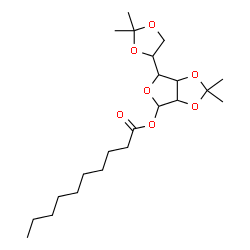 ChemSpider 2D Image | 6-(2,2-Dimethyl-1,3-dioxolan-4-yl)-2,2-dimethyltetrahydrofuro[3,4-d][1,3]dioxol-4-yl decanoate | C22H38O7