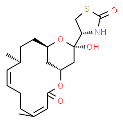 ChemSpider 2D Image | (4R)-4-[(1R,10S,13R,15R)-15-Hydroxy-5,10-dimethyl-3-oxo-2,14-dioxabicyclo[11.3.1]heptadeca-4,8-dien-15-yl]-1,3-thiazolidin-2-one | C20H29NO5S