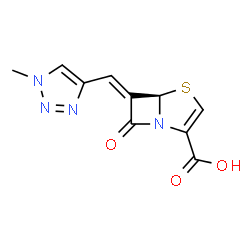 ChemSpider 2D Image | (5R,6E)-6-[(1-Methyl-1H-1,2,3-triazol-4-yl)methylene]-7-oxo-4-thia-1-azabicyclo[3.2.0]hept-2-ene-2-carboxylic acid | C10H8N4O3S