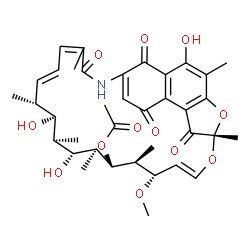 ChemSpider 2D Image | (7S,9E,11S,12S,13S,14S,15R,16R,17S,18S)-2,15,17-Trihydroxy-11-methoxy-3,7,12,14,16,18,22-heptamethyl-6,23,27,29-tetraoxo-8,30-dioxa-24-azatetracyclo[23.3.1.1~4,7~.0~5,28~]triaconta-1(28),2,4,9,19,21,2
5-heptaen-13-yl acetate | C37H45NO12
