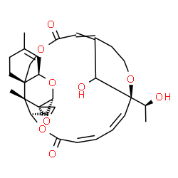 ChemSpider 2D Image | (2S,6'R,11'R,13'R,15'S,16'R,19'Z,21'Z,23'R)-27'-Hydroxy-23'-[(1S)-1-hydroxyethyl]-9',15'-dimethyl-3'H,18'H-spiro[oxirane-2,14'-[4,12,17,24]tetraoxapentacyclo[21.3.1.1~13,16~.0~6,11~.0~6,15~]octacosa[1
,9,19,21]tetraene]-3',18'-dione | C29H36O9