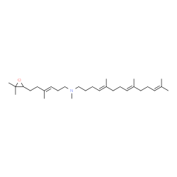 ChemSpider 2D Image | (8E)-N-[(3E)-6-(3,3-dimethyloxiran-2-yl)-4-methylhex-3-en-1-yl]-N,5,9,13-tetramethyltetradeca-4,8,12-trien-1-amine | C29H51NO