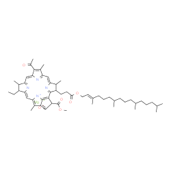 ChemSpider 2D Image | Magnesium 9-acetyl-14-ethyl-21-(methoxycarbonyl)-4,8,13,18-tetramethyl-3-(3-oxo-3-{[(2E)-3,7,11,15-tetramethyl-2-hexadecen-1-yl]oxy}propyl)-23,25-didehydro-4,13,14,21-tetrahydro-3H-phorbin-23-id-20-ol
ate | C55H74MgN4O6