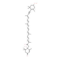 ChemSpider 2D Image | 3',6-Dihydroxy-4,5,7',8'-tetradehydro-5,6,7,8-tetrahydro-beta,beta-carotene-3,8-dione | C40H52O4