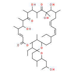 ChemSpider 2D Image | (4E,18Z,20Z)-22,28-Diethyl-7,11,14,15-tetrahydroxy-6'-(2-hydroxypropyl)-5',6,8,10,12,14,16,29-octamethyl-3',4',5',6'-tetrahydro-3H,9H,13H-spiro[2,26-dioxabicyclo[23.3.1]nonacosa-4,18,20-triene-27,2'-p
yran]-3,9,13-trione | C46H76O11