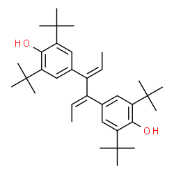 ChemSpider 2D Image | 4,4'-[(2E,4E)-2,4-Hexadiene-3,4-diyl]bis[2,6-bis(2-methyl-2-propanyl)phenol] | C34H50O2