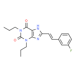 ChemSpider 2D Image | 8-[(E)-2-(3-Fluorophenyl)vinyl]-1,3-dipropyl-3,7-dihydro-1H-purine-2,6-dione | C19H21FN4O2