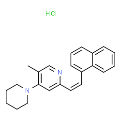 ChemSpider 2D Image | 5-Methyl-2-[(Z)-2-(1-naphthyl)vinyl]-4-(1-piperidinyl)pyridine hydrochloride (1:1) | C23H25ClN2
