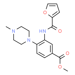 ChemSpider 2D Image | Methyl 3-(2-furoylamino)-4-(4-methyl-1-piperazinyl)benzoate | C18H21N3O4