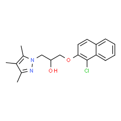 ChemSpider 2D Image | 1-[(1-Chloro-2-naphthyl)oxy]-3-(3,4,5-trimethyl-1H-pyrazol-1-yl)-2-propanol | C19H21ClN2O2