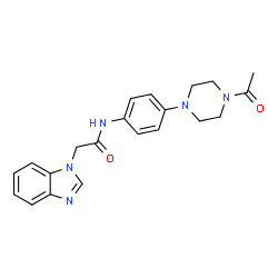 ChemSpider 2D Image | N-[4-(4-Acetyl-1-piperazinyl)phenyl]-2-(1H-benzimidazol-1-yl)acetamide | C21H23N5O2