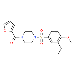 ChemSpider 2D Image | {4-[(3-Ethyl-4-methoxyphenyl)sulfonyl]-1-piperazinyl}(2-furyl)methanone | C18H22N2O5S