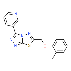 ChemSpider 2D Image | 3-Pyridin-3-yl-6-o-tolyloxymethyl-[1,2,4]triazolo[3,4-b][1,3,4]thiadiazole | C16H13N5OS