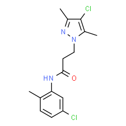 ChemSpider 2D Image | 3-(4-Chloro-3,5-dimethyl-1H-pyrazol-1-yl)-N-(5-chloro-2-methylphenyl)propanamide | C15H17Cl2N3O
