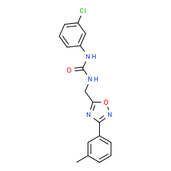 ChemSpider 2D Image | 1-(3-Chlorophenyl)-3-{[3-(3-methylphenyl)-1,2,4-oxadiazol-5-yl]methyl}urea | C17H15ClN4O2