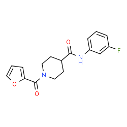 ChemSpider 2D Image | N-(3-Fluorophenyl)-1-(2-furoyl)-4-piperidinecarboxamide | C17H17FN2O3