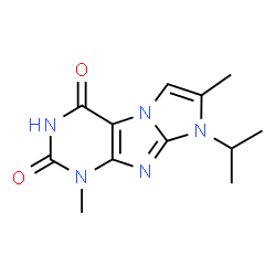ChemSpider 2D Image | 8-Isopropyl-1,7-dimethyl-1H-imidazo[2,1-f]purine-2,4(3H,8H)-dione | C12H15N5O2
