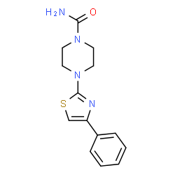 ChemSpider 2D Image | 4-(4-Phenyl-1,3-thiazol-2-yl)-1-piperazinecarboxamide | C14H16N4OS