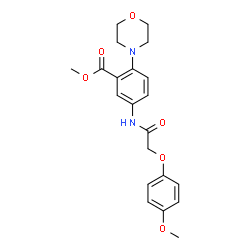ChemSpider 2D Image | Methyl 5-{[(4-methoxyphenoxy)acetyl]amino}-2-(4-morpholinyl)benzoate | C21H24N2O6