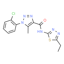 ChemSpider 2D Image | 1-(2-Chlorophenyl)-N-(5-ethyl-1,3,4-thiadiazol-2-yl)-5-methyl-1H-1,2,3-triazole-4-carboxamide | C14H13ClN6OS