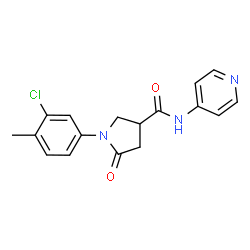 ChemSpider 2D Image | 1-(3-Chloro-4-methylphenyl)-5-oxo-N-(4-pyridinyl)-3-pyrrolidinecarboxamide | C17H16ClN3O2