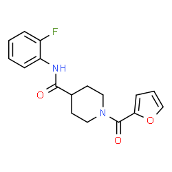 ChemSpider 2D Image | N-(2-Fluorophenyl)-1-(2-furoyl)-4-piperidinecarboxamide | C17H17FN2O3