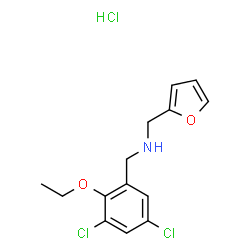 ChemSpider 2D Image | 1-(3,5-Dichloro-2-ethoxyphenyl)-N-(2-furylmethyl)methanamine hydrochloride (1:1) | C14H16Cl3NO2