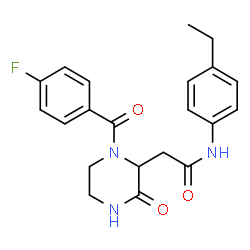 ChemSpider 2D Image | N-(4-Ethylphenyl)-2-[1-(4-fluorobenzoyl)-3-oxo-2-piperazinyl]acetamide | C21H22FN3O3
