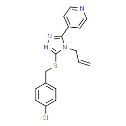 ChemSpider 2D Image | 4-{4-Allyl-5-[(4-chlorobenzyl)sulfanyl]-4H-1,2,4-triazol-3-yl}pyridine | C17H15ClN4S