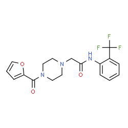 ChemSpider 2D Image | 2-[4-(2-Furoyl)-1-piperazinyl]-N-[2-(trifluoromethyl)phenyl]acetamide | C18H18F3N3O3