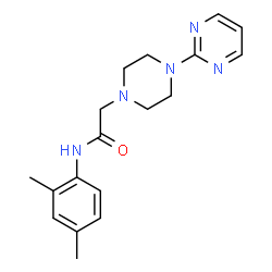 ChemSpider 2D Image | N-(2,4-Dimethylphenyl)-2-[4-(2-pyrimidinyl)-1-piperazinyl]acetamide | C18H23N5O
