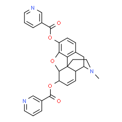 ChemSpider 2D Image | 17-Methyl-7,8-didehydro-4,5-epoxymorphinan-3,6-diyl dinicotinate | C29H25N3O5