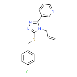 ChemSpider 2D Image | 3-{4-Allyl-5-[(4-chlorobenzyl)sulfanyl]-4H-1,2,4-triazol-3-yl}pyridine | C17H15ClN4S