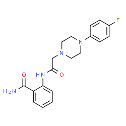 ChemSpider 2D Image | 2-({[4-(4-Fluorophenyl)-1-piperazinyl]acetyl}amino)benzamide | C19H21FN4O2