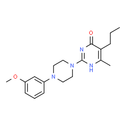 ChemSpider 2D Image | 2-[4-(3-Methoxyphenyl)-1-piperazinyl]-6-methyl-5-propyl-4(1H)-pyrimidinone | C19H26N4O2