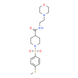 ChemSpider 2D Image | 1-{[4-(Methylsulfanyl)phenyl]sulfonyl}-N-[2-(4-morpholinyl)ethyl]-4-piperidinecarboxamide | C19H29N3O4S2