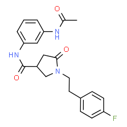 ChemSpider 2D Image | N-(3-Acetamidophenyl)-1-[2-(4-fluorophenyl)ethyl]-5-oxo-3-pyrrolidinecarboxamide | C21H22FN3O3