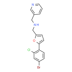 ChemSpider 2D Image | 1-[5-(4-Bromo-2-chlorophenyl)-2-furyl]-N-(3-pyridinylmethyl)methanamine | C17H14BrClN2O