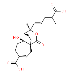 ChemSpider 2D Image | (1R,7S,8R,9R)-9-[(1E,3E)-4-Carboxy-1,3-pentadien-1-yl]-7-hydroxy-9-methyl-11-oxo-10-oxatricyclo[6.3.2.0~1,7~]tridec-3-ene-4-carboxylic acid | C20H24O7