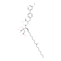 ChemSpider 2D Image | (2S)-2-[(2S,3E)-1-({(1S)-1-Carboxy-2-[4-(5-methoxy-3-pyridinyl)phenyl]ethyl}amino)-1,11-dioxo-3-octadecen-2-yl]-2-hydroxysuccinic acid | C37H50N2O10