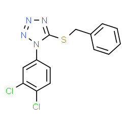 ChemSpider 2D Image | 5-(Benzylsulfanyl)-1-(3,4-dichlorophenyl)-1H-tetrazole | C14H10Cl2N4S